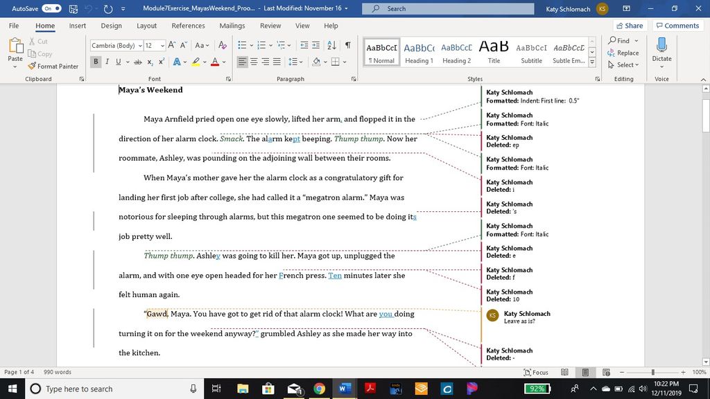 Editing in Word with Track Changes