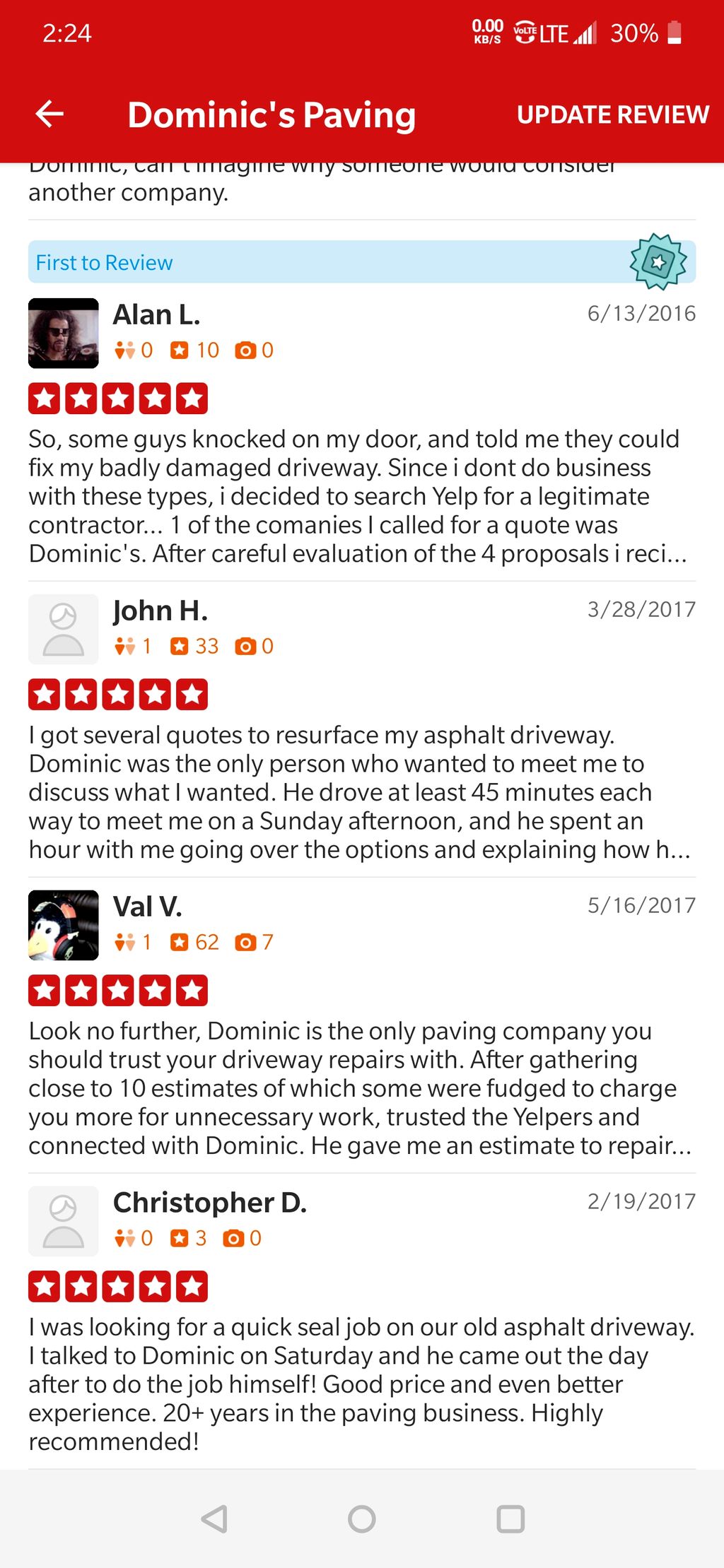 Check out our reviews on Yelp and Angies List