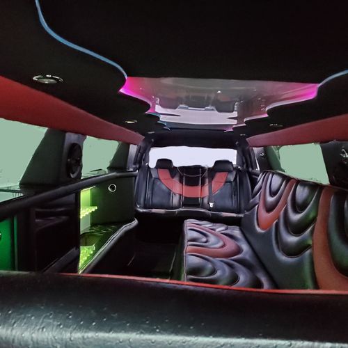 Interior of 12 passenger luxury stretch limousine