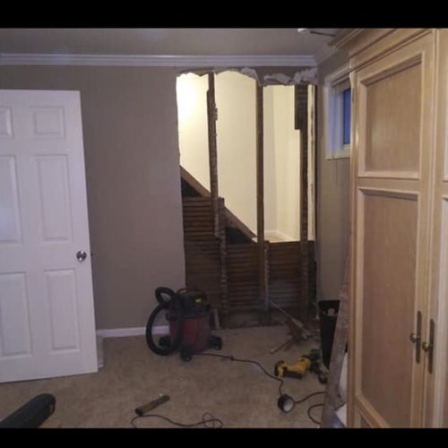 Before - New landing and wainscoting 