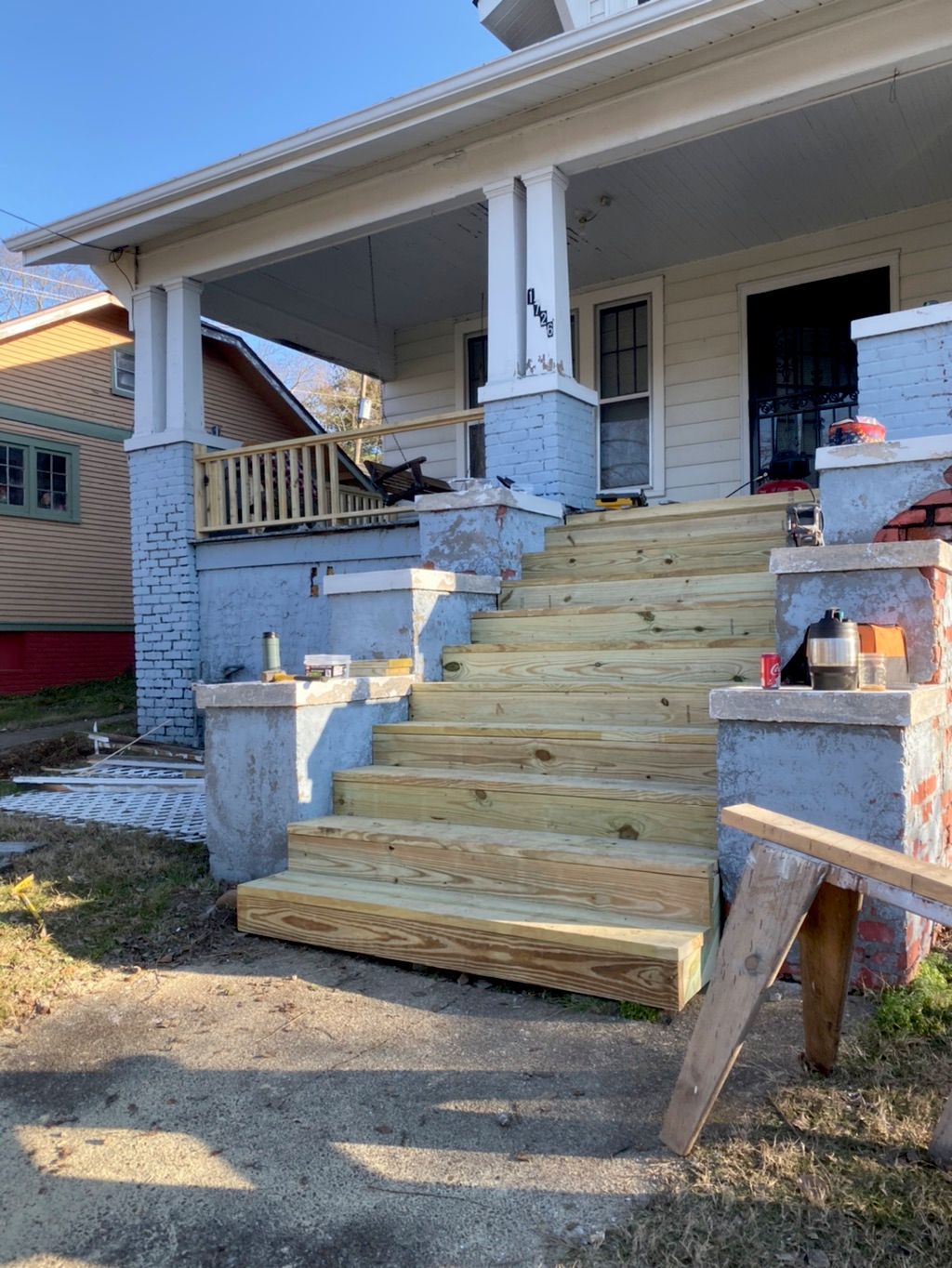 New stair, and railing for Catherine! Finally safe
