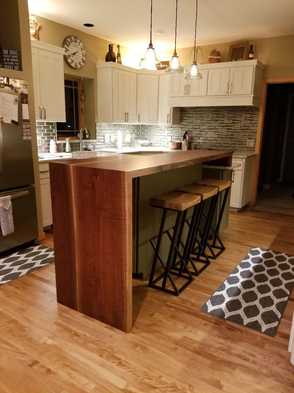 Kitchen Remodel-Custom Walnut Waterfall Top