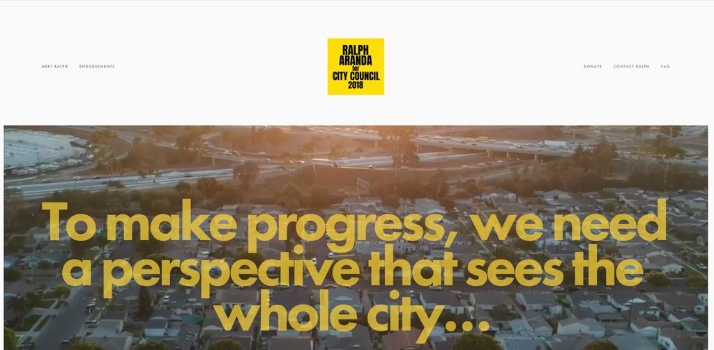 Home page for City Council candidate's website