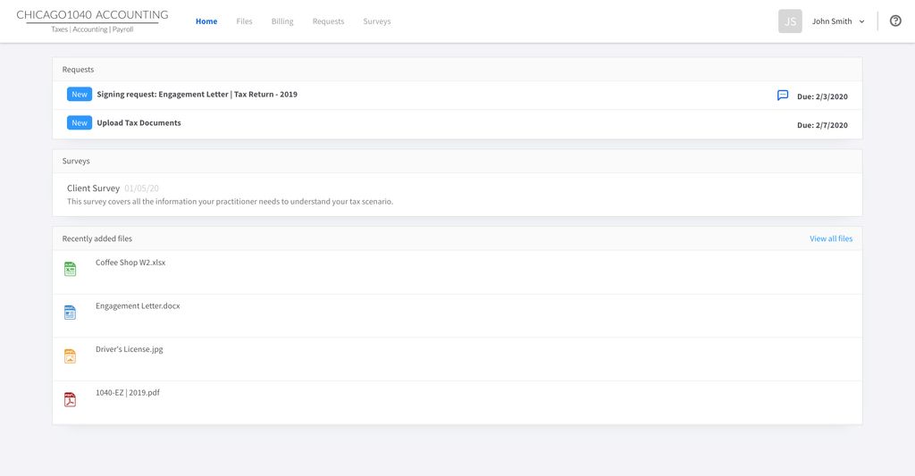 Client Portal Home Page