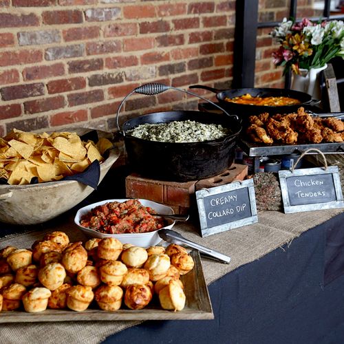 Warm Cheese Biscuits on a Southern Rustic Buffet