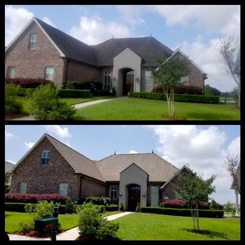Before and after roof wash we completed.