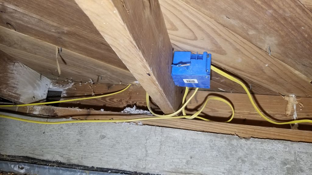 Gang box added to supply line for outdoor light.