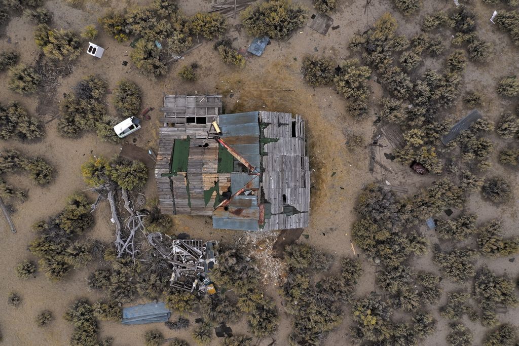 Overhead shot of an abandoned house