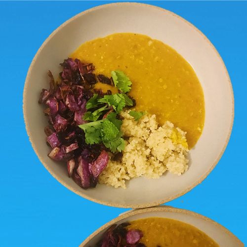 Red Lentil Dal with Crispy Red Cabbage and Millet