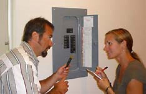 Inspector with client