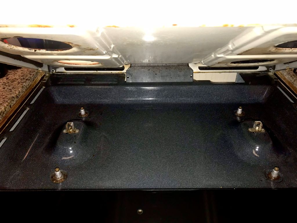 After cleaning under the stovetop 