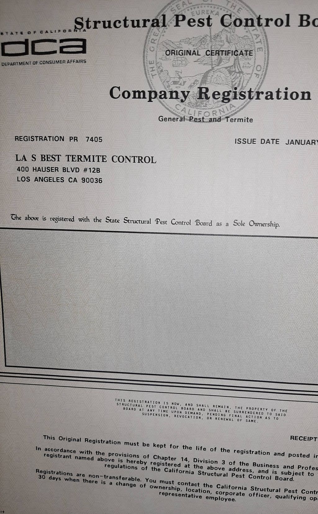 COMPANY  REGISTRATION 