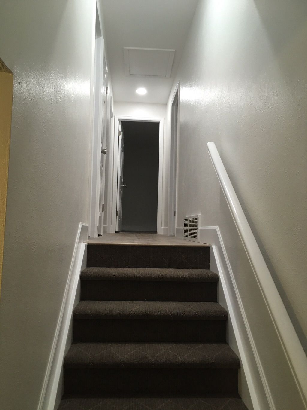 Hallway after removing popcorn texture, patch, tex