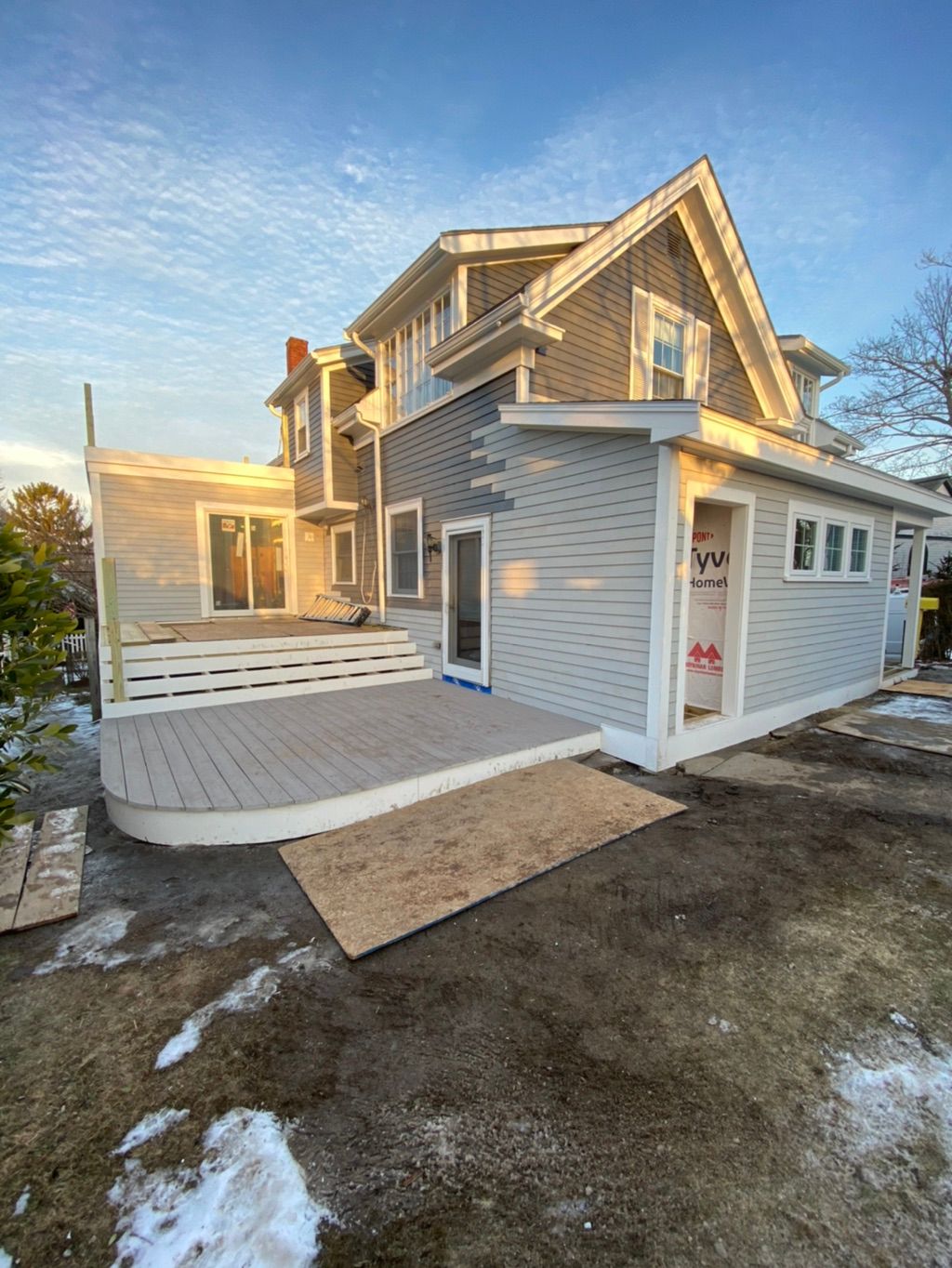 4 decks, Siding on 2 additions, trim. Still a work