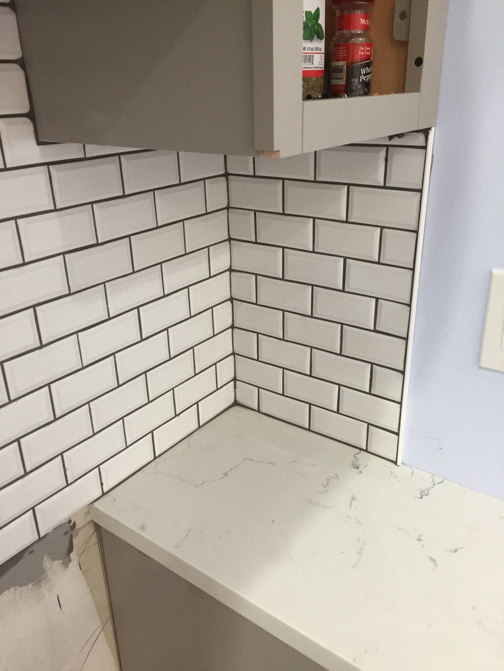Sally’s kitchen....beveled tile backsplash
