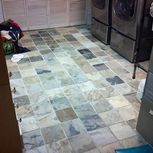 Laundry room slate tile floor