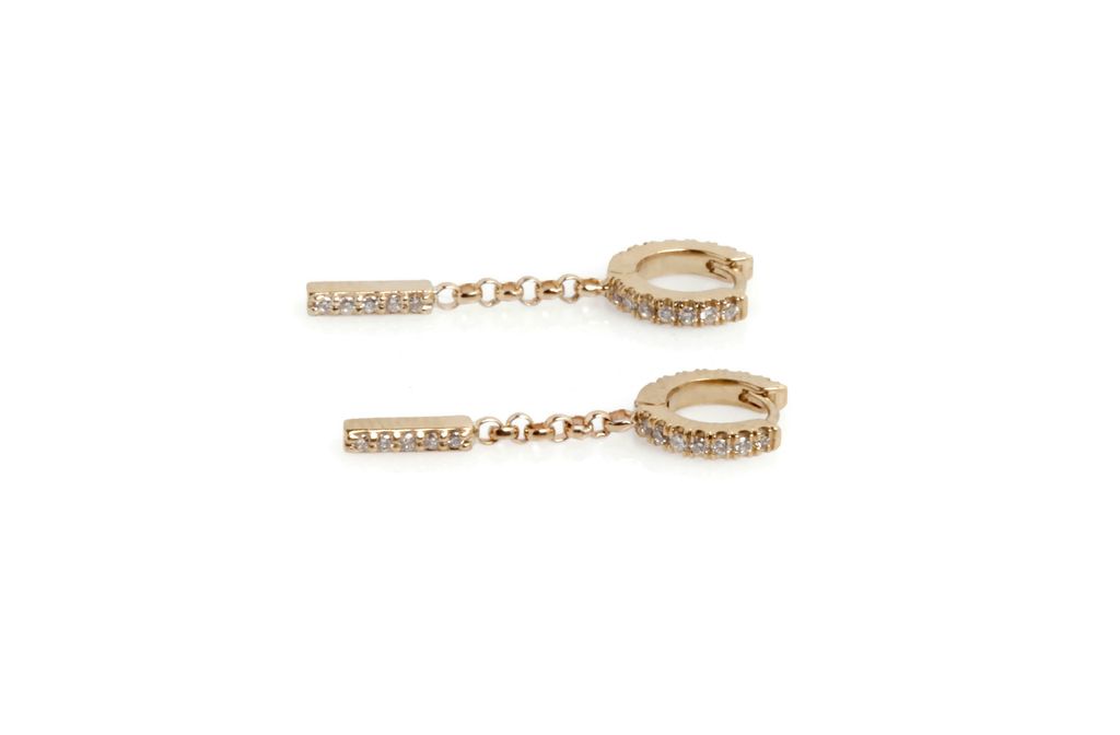 Diamond huggie dangle earrings finished product