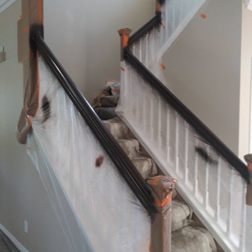 interior painting staircase handrails