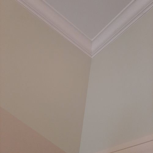 We hired Brian to install 5.5 inch crown molding, 