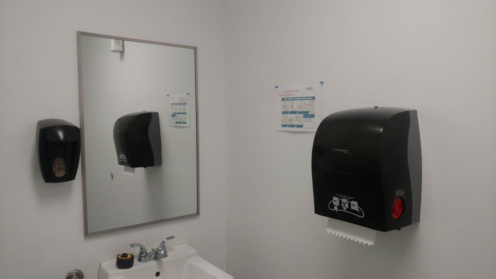 Before, commercial bathroom. 