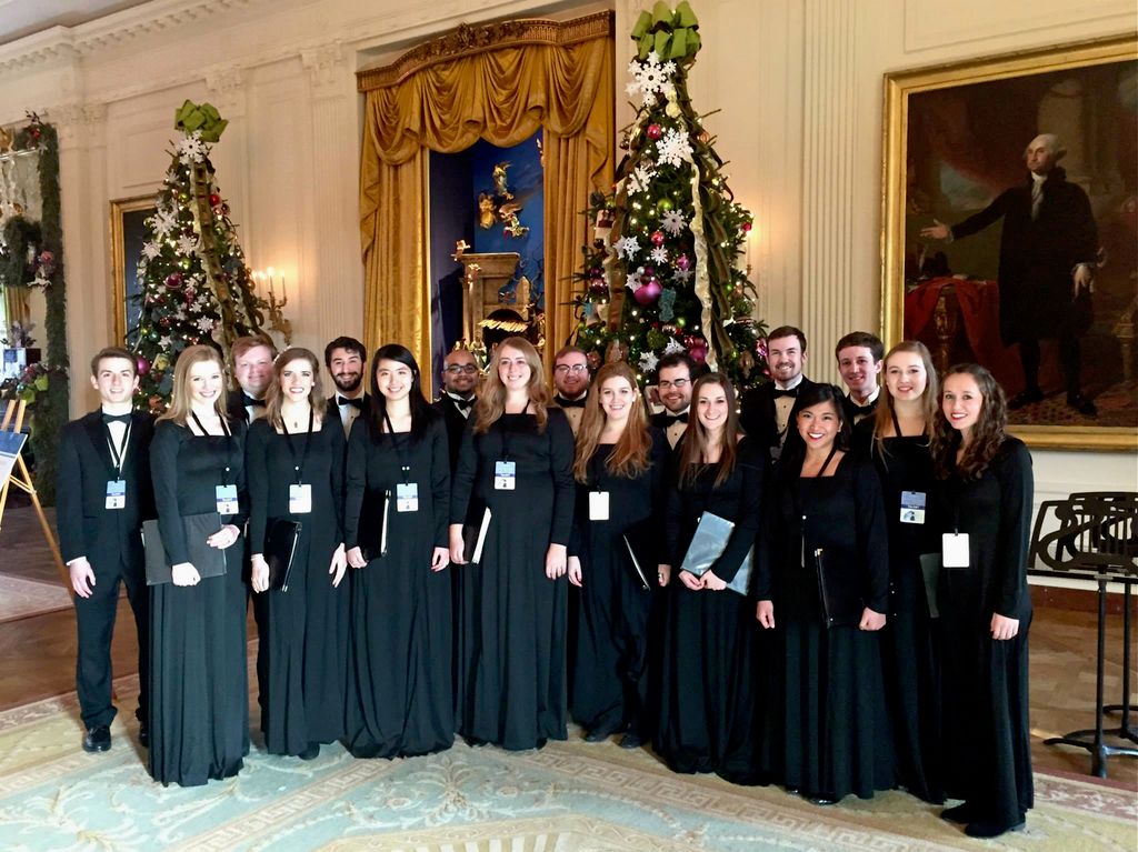 Singing with a chamber choir at the White House.