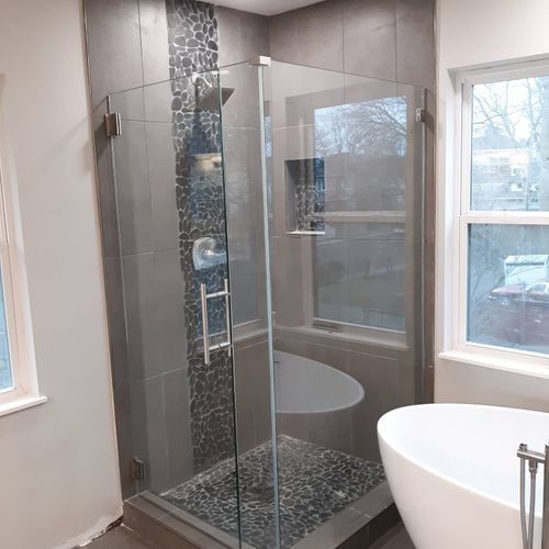 Corner glass or shower install