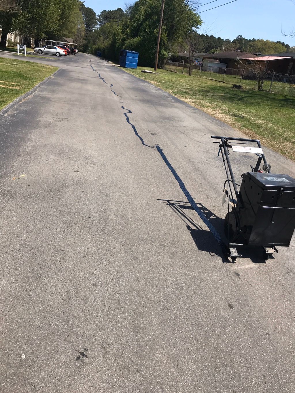 Asphalt crack fill .