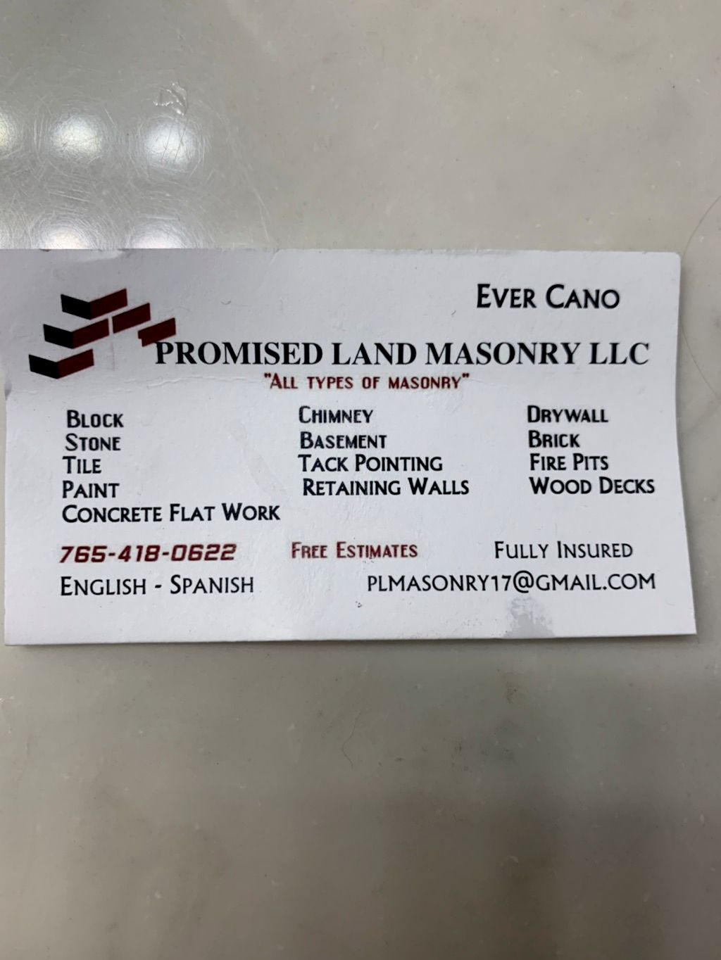 Promised Land Masonry  & Contracting LLC