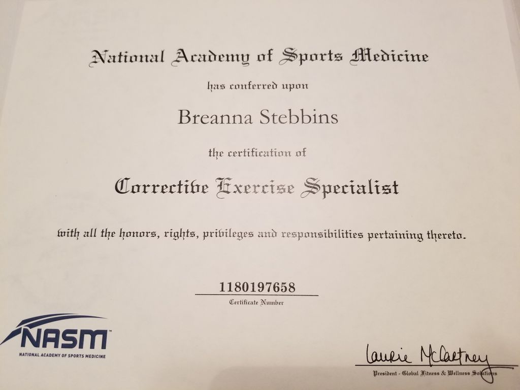 NASM-CES Certificate MAR 2018