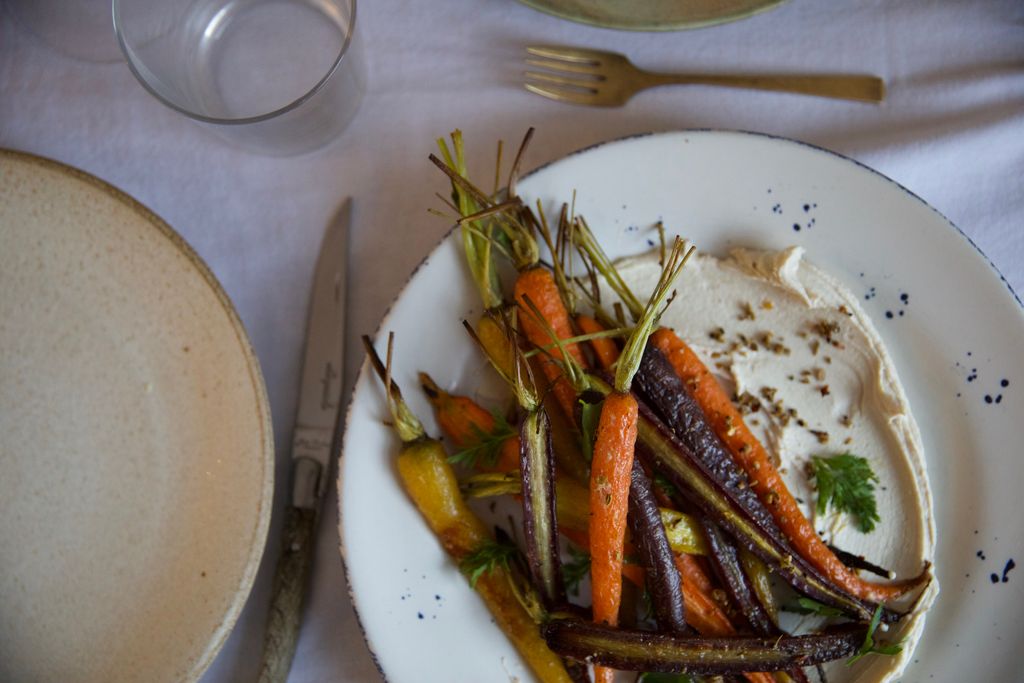 Roasted Carrots with Tahini Yogurt and Dukkah