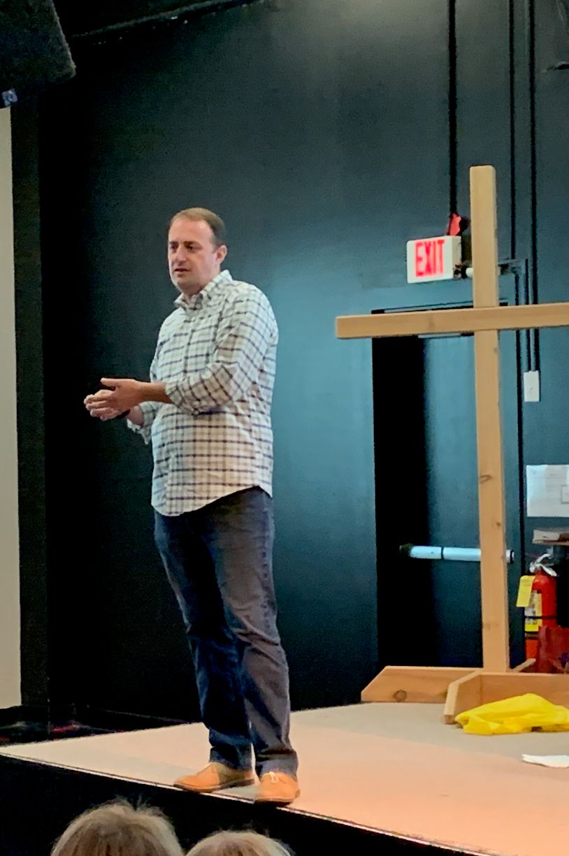 Speaking to a group of 60 students