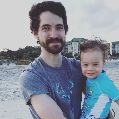 My son and I at the beach.