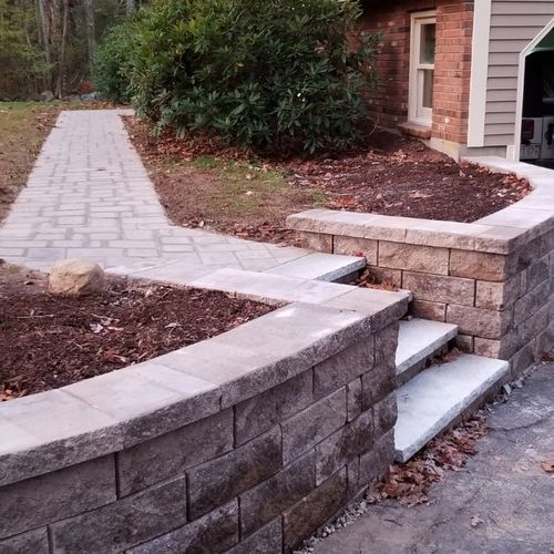Paul completed a retaining wall with steps and wal