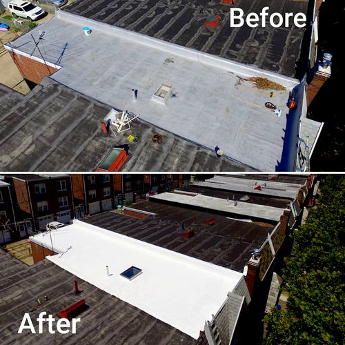 Before and after flat roof coating