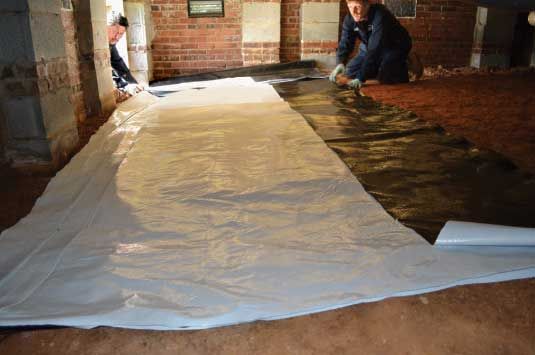 moisture control vapor barrier installed in crawl 