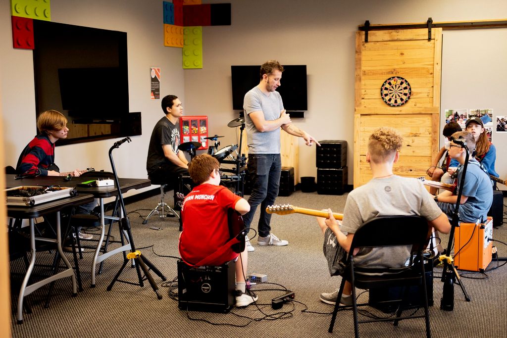 Teaching young musicians how to play in a band!