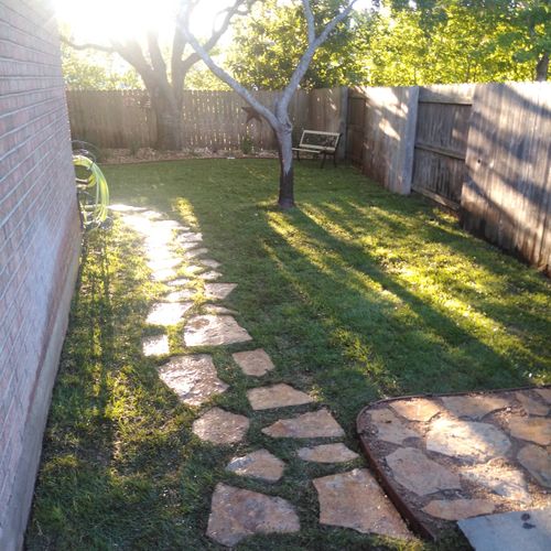flagstone walkway and new sod(joint project)