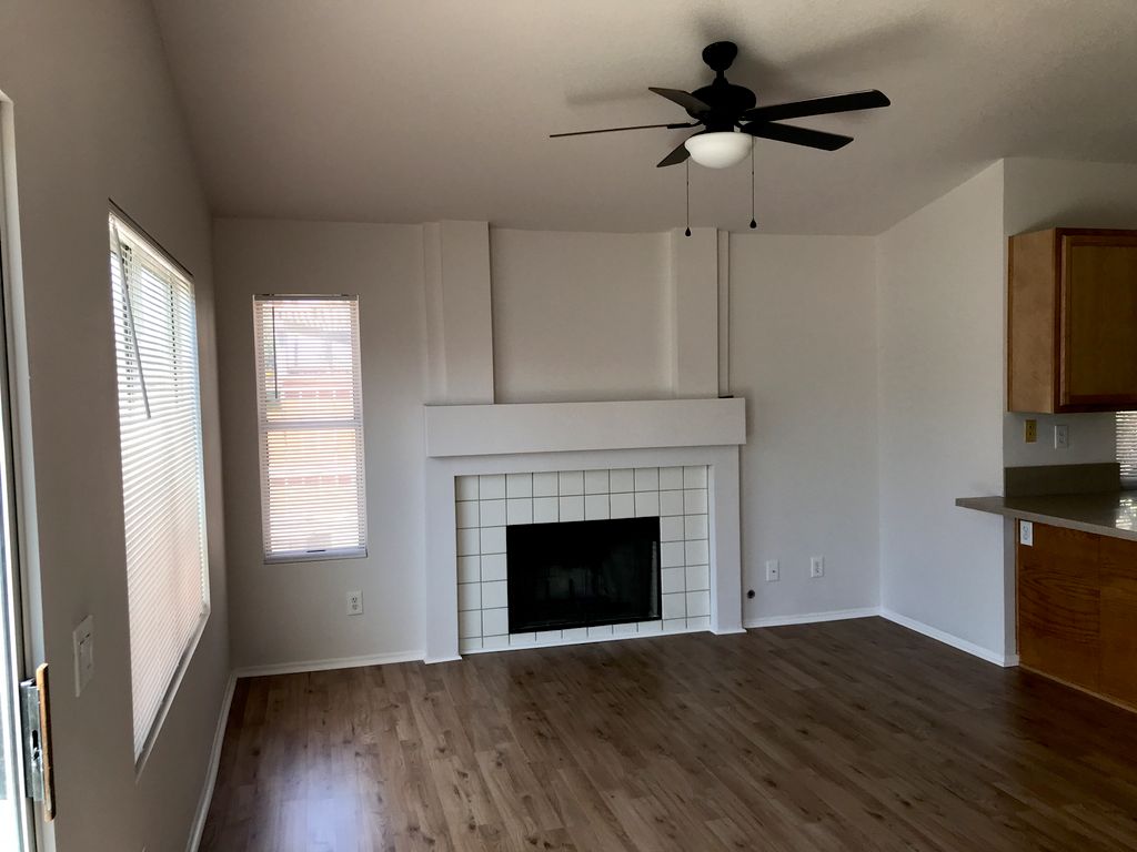 Complete living room renovation with new flooring,
