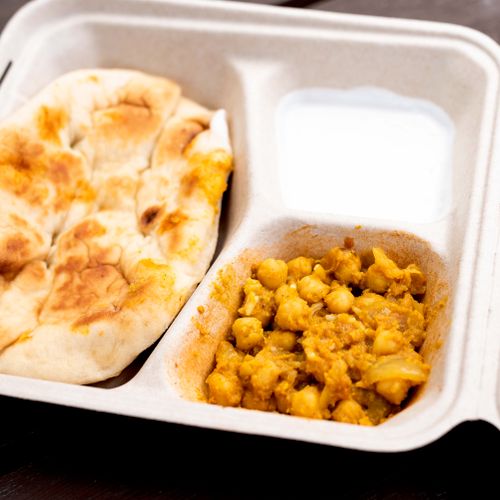 Garlic Naan with Veg Curry