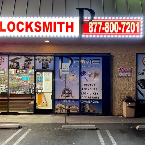 Prime Locksmith shop for walk in customers located