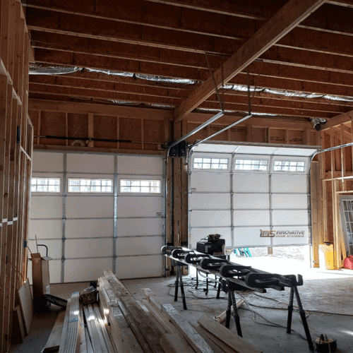 Interior of garage door, new installation