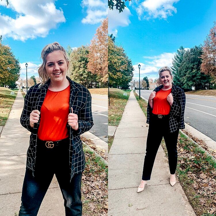 Styling Clarissa for her family Thanksgiving dinne