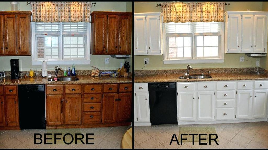 Kitchen cabinets primed & painted. 