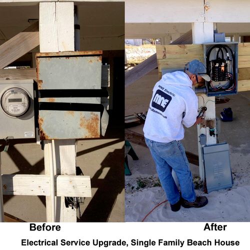Before and after single family service upgrade