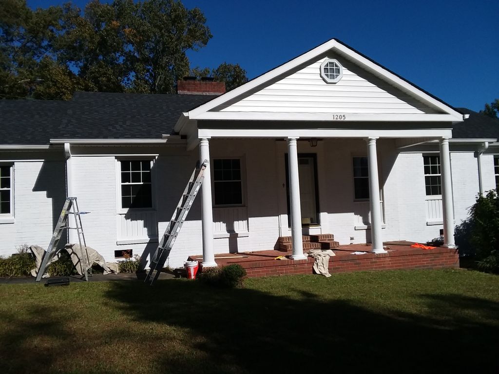 Brick painted white.