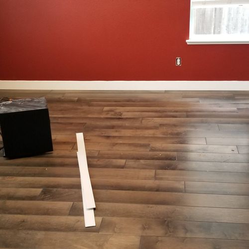 baseboards installed at living room