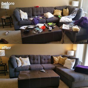Living room cleaning before and after