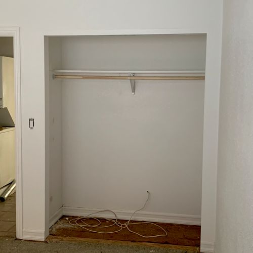 New closet shelf with new pole for the close 