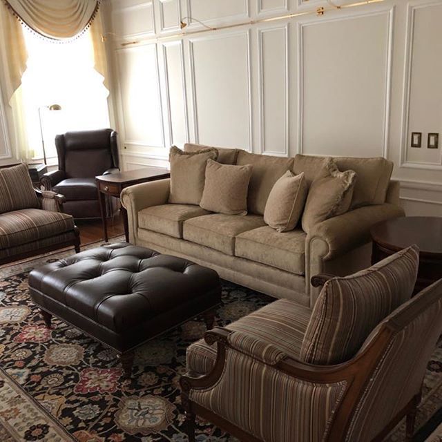 The library of this Colonial Revival home in the M