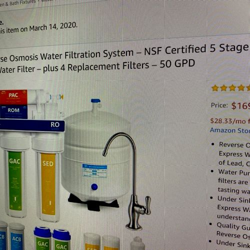 I purchased a reverse osmosis system from Amazon w